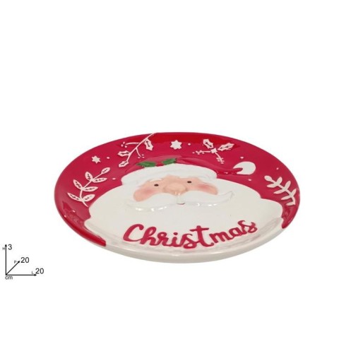 PIATTO 20CM VISO BABBO NATALE IN CERAMICA